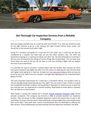 Get Thorough Car Inspection Services from a Reliable Company