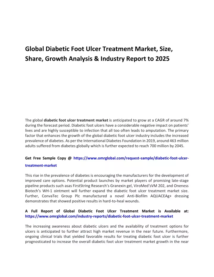 global diabetic foot ulcer treatment market size