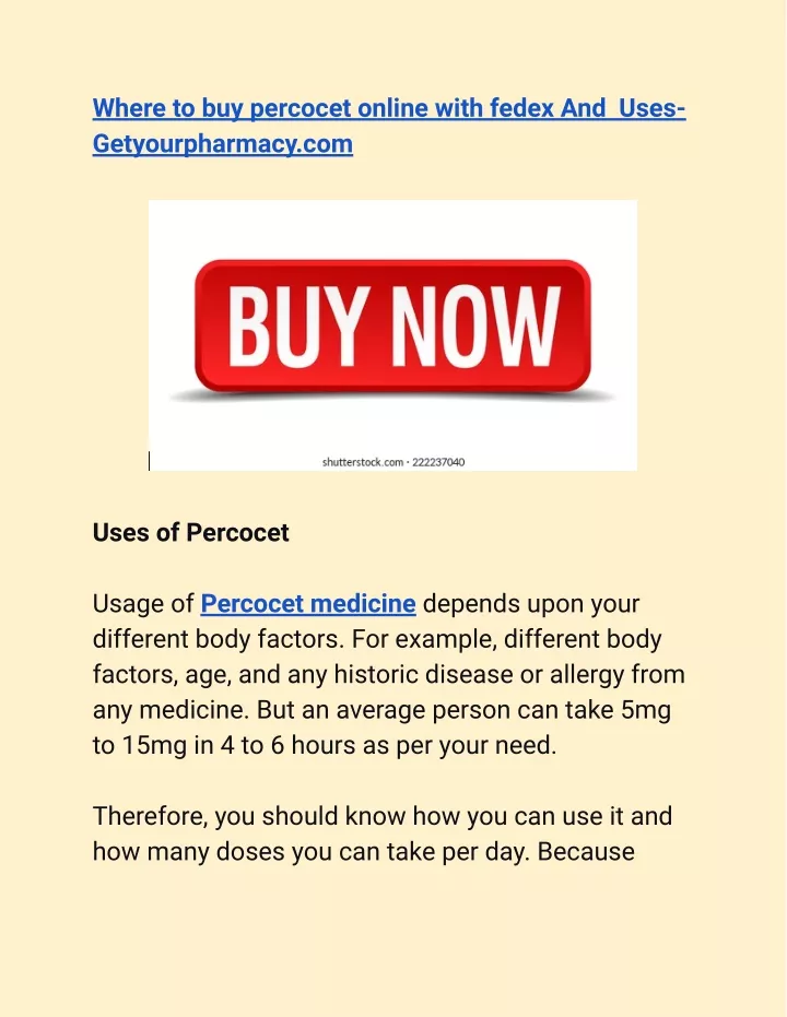 where to buy percocet online with fedex and uses