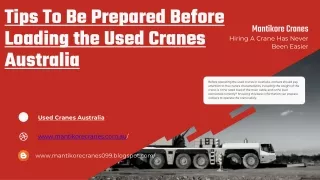 Tips To Be Prepared Before Loading the Used Cranes Australia