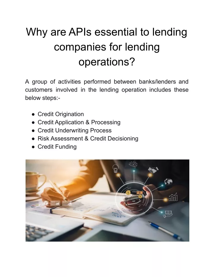 why are apis essential to lending companies