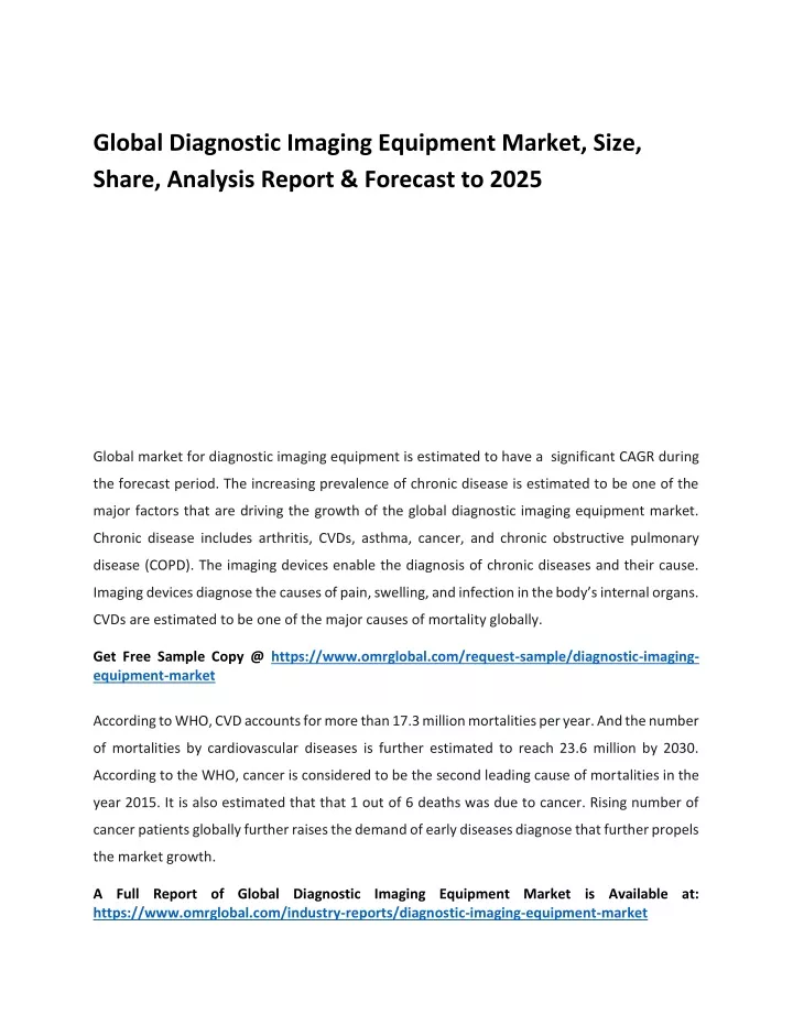 global diagnostic imaging equipment market size