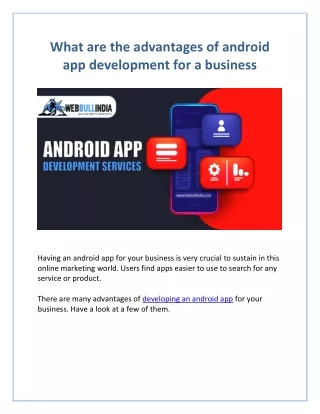 What are the advantages of android app development for a business