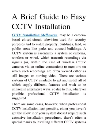 Cctv installation Melbourne