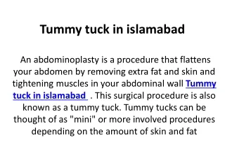 Tummy tuck in islamabad