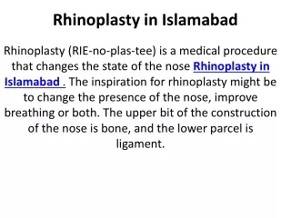 Rhinoplasty in Islamabad