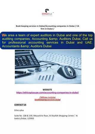 Bookkeeping services in Dubai/Accounting services in Dubai/Ca firms
