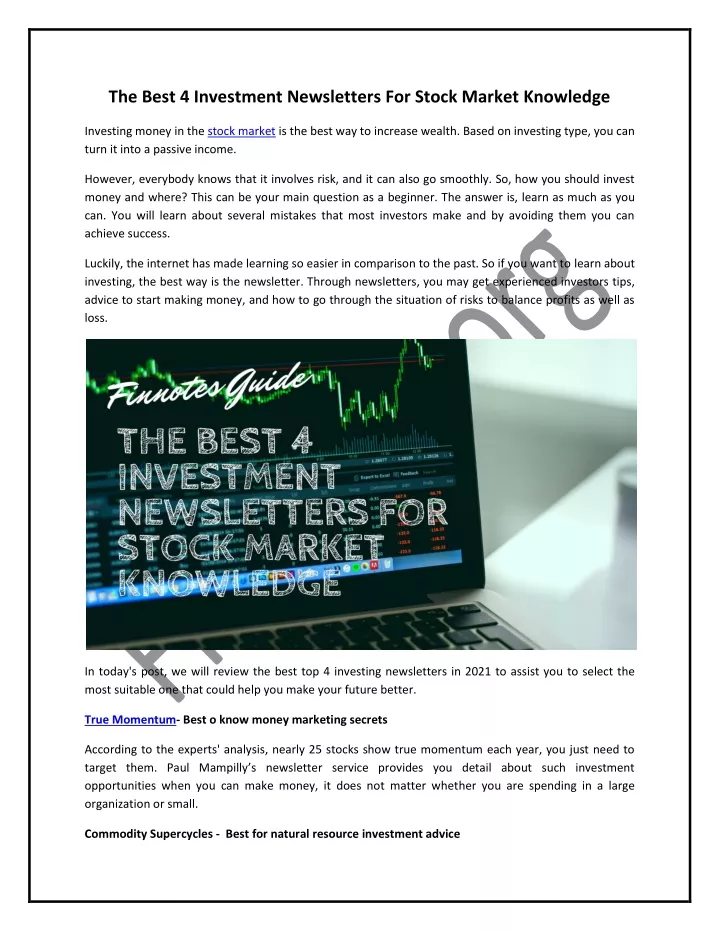 the best 4 investment newsletters for stock