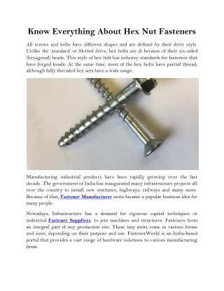 know everything about hex nut fasteners