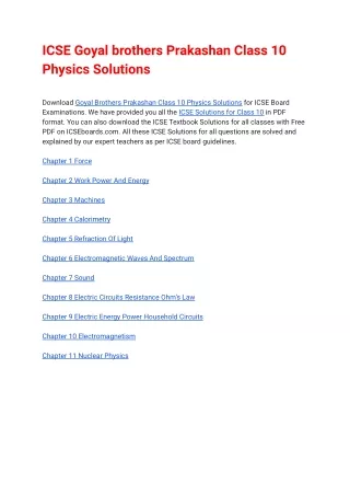 icse goyal brothers prakashan class 10 physics