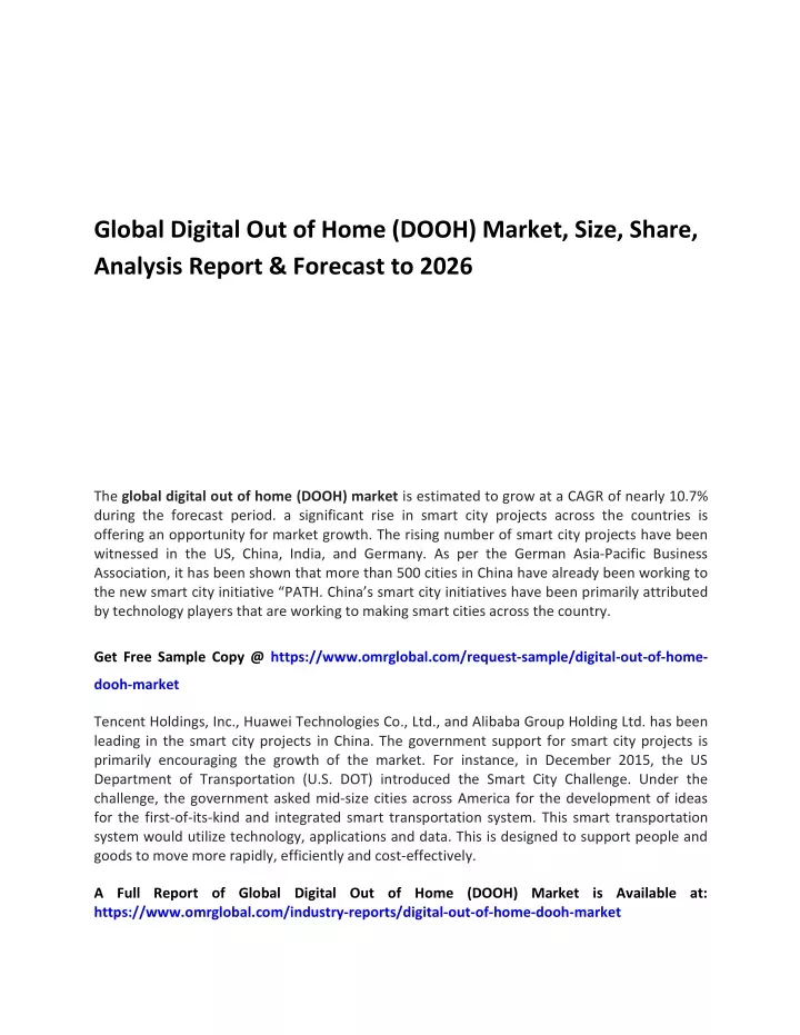 global digital out of home dooh market size share