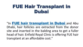 FUE Hair Transplant in Dubai
