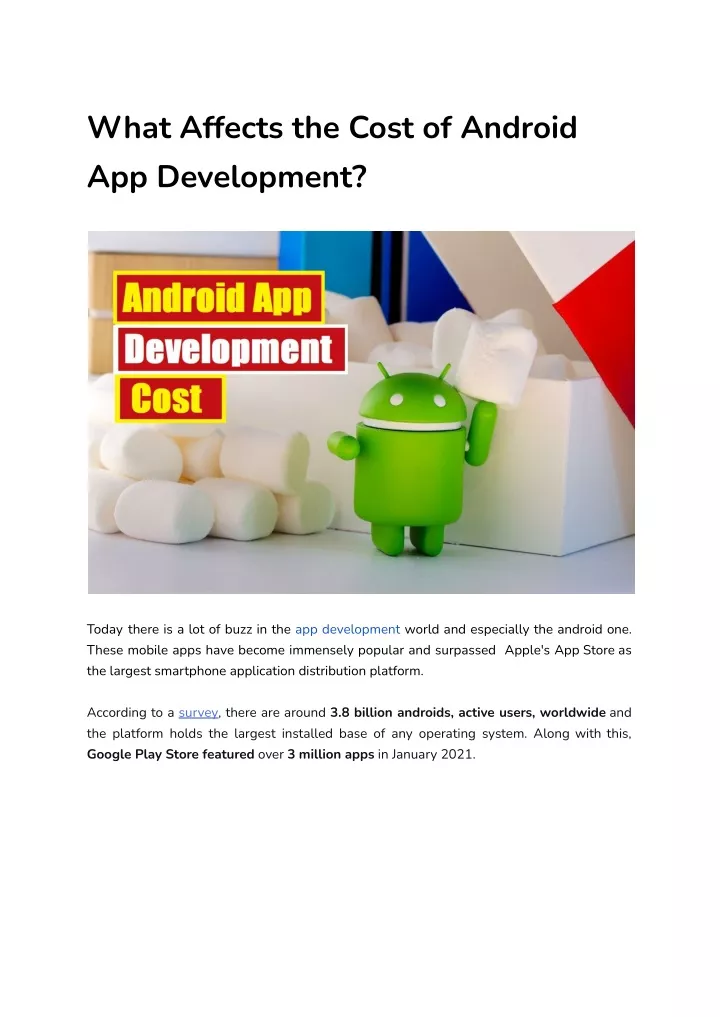 what affects the cost of android app development