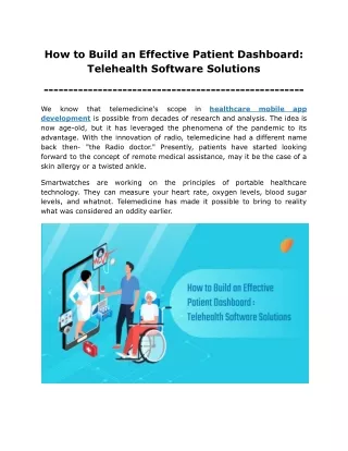 How to Build an Effective Patient Dashboard_ Telehealth Software Solutions