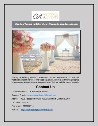 Wedding Venues in Bakersfield | Caweddingsandevents.com