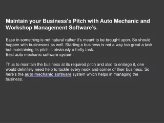 What is this Auto Mechanic Software?