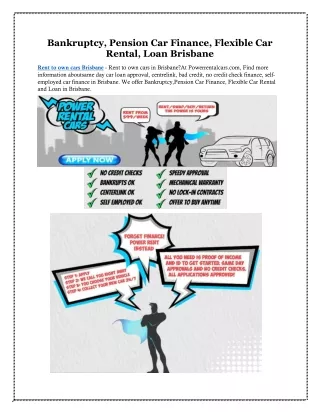 bankruptcy pension car finance flexible