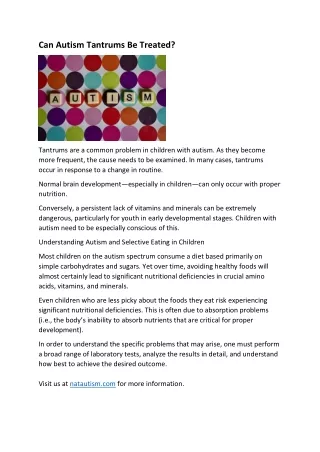 Can Autism Tantrums Be Treated?