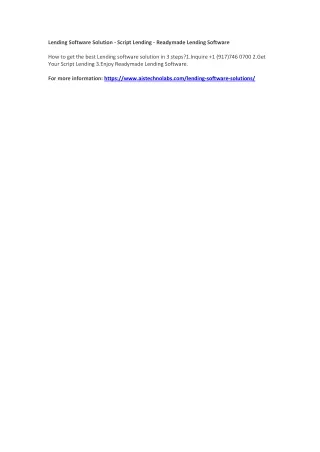 lending software solution script lending