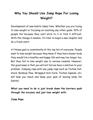 why you should use jump rope for losing weight
