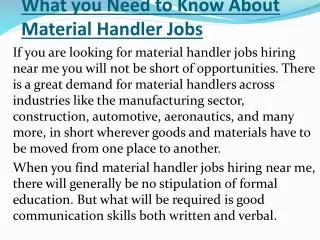 material handler jobs hiring near me
