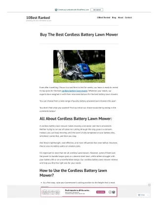 Buy The Best Cordless Battery Lawn Mower