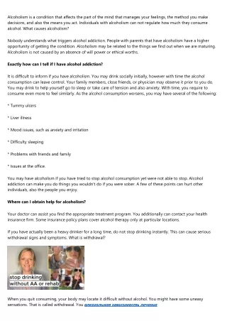 Alcoholism-- What Should I Find out about It?
