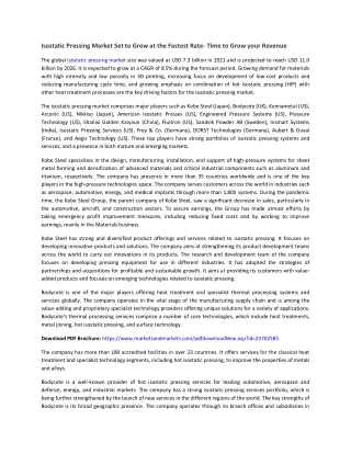 isostatic pressing market set to grow