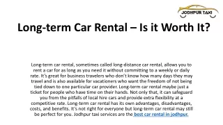 Long-term Car Rental – Is it Worth It