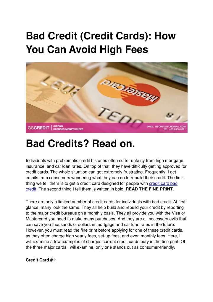 bad credit credit cards how you can avoid high