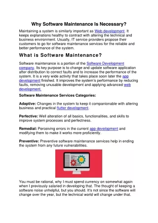 why software maintenance is necessary maintaining