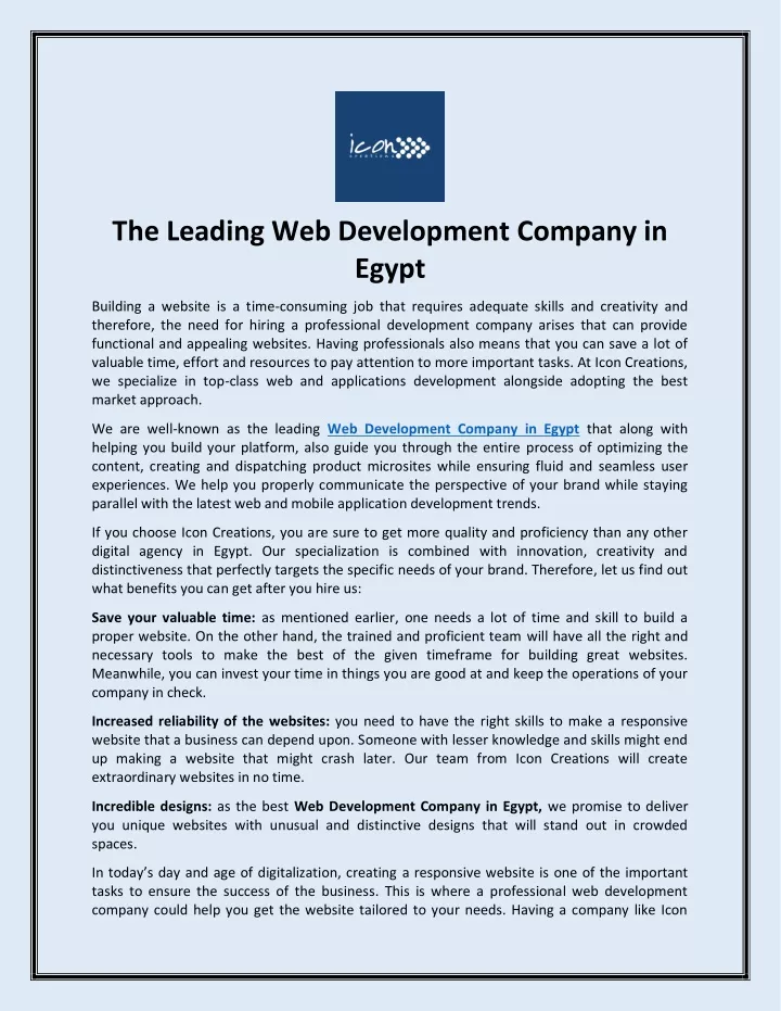 the leading web development company in egypt