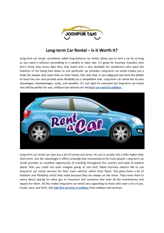 Long-term Car Rental – Is it Worth It