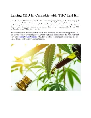 Testing CBD In Cannabis with THC Test Kit