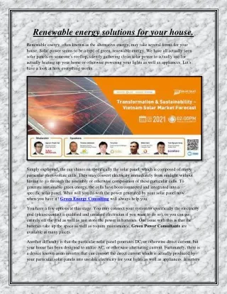Renewable energy solutions for your house