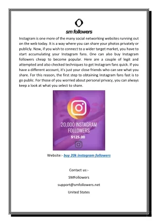 Buy 20k Instagram Followers | Smfollowers.net