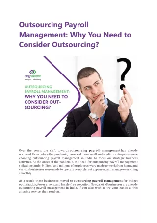 Outsourcing Payroll Management Why You Need to Consider Outsourcing