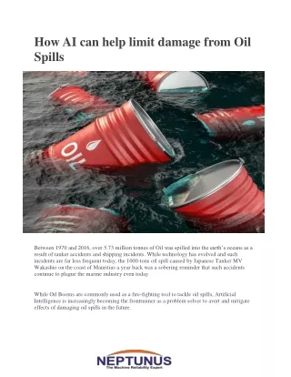 How AI can help limit damage from Oil Spills - Neptunus Power