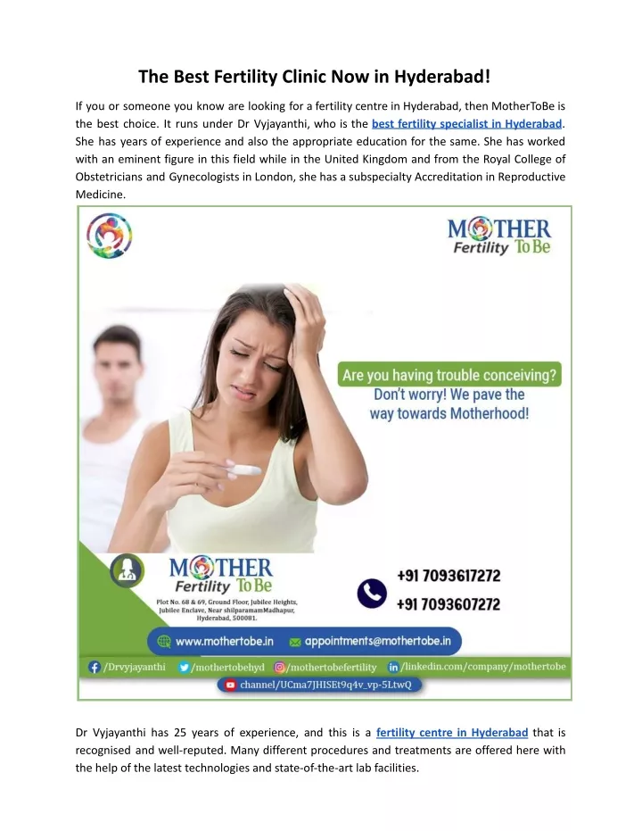 the best fertility clinic now in hyderabad