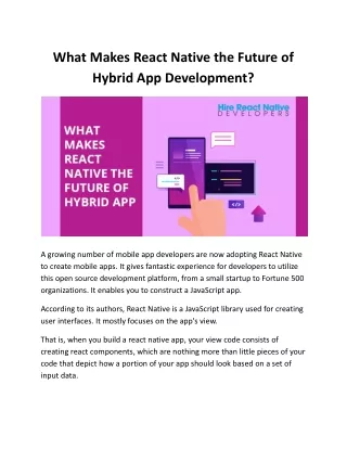 What Makes React Native the Future of Hybrid App Development_