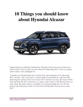 10 Things you should know about Hyundai Alcazar