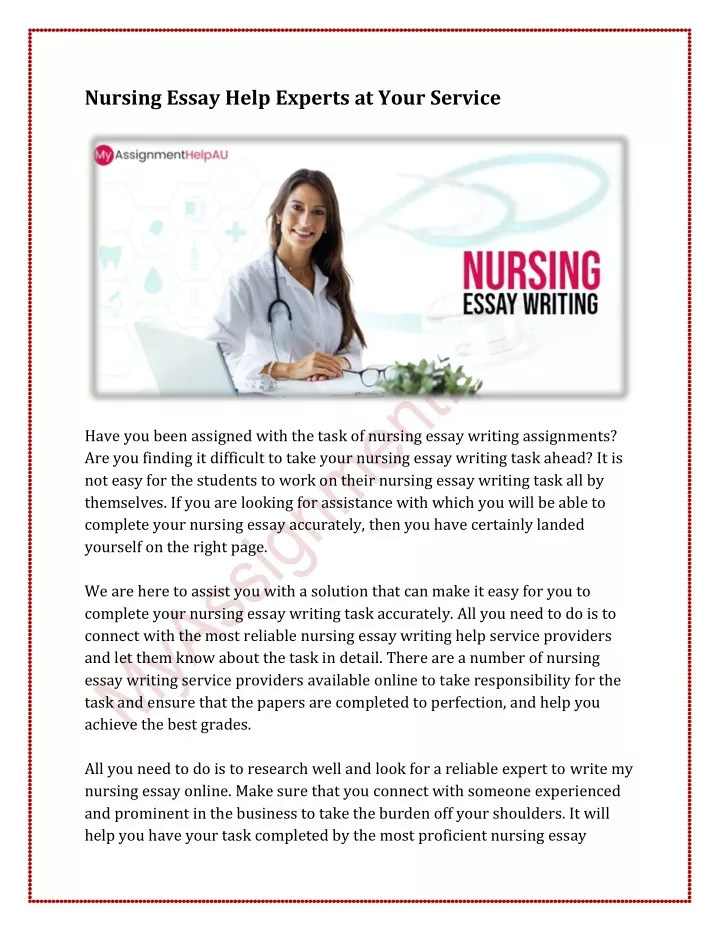 nursing essay help experts at your service