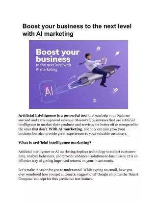 Boost your business to the next level with AI marketing