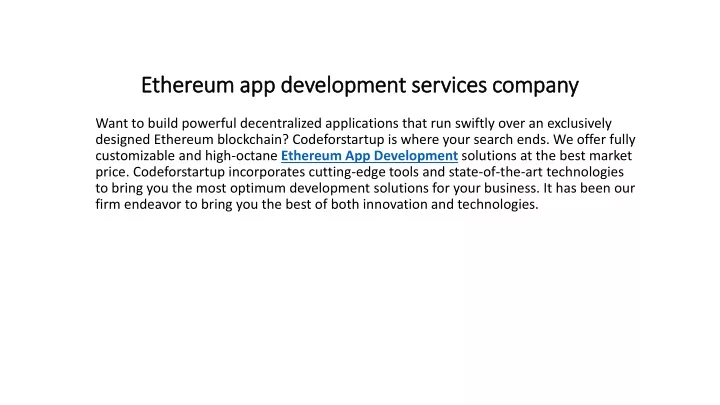 ethereum app development services company