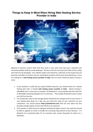 Things to Keep In Mind When Hiring Web Hosting Service Provider in India