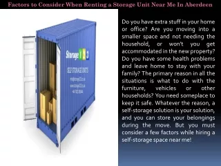 Factors to Consider When Renting a Storage Unit Near Me In Aberdeen