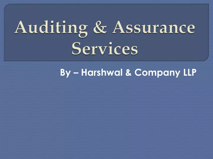 auditing assurance services