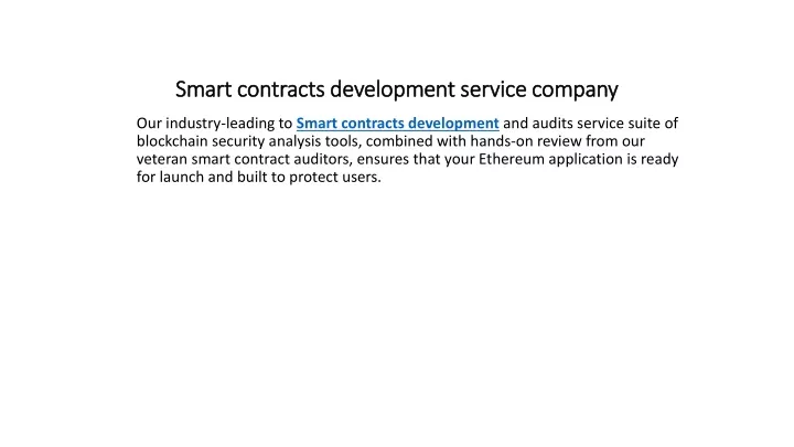 smart contracts development service company