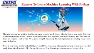 reasons to learn machine learning with python