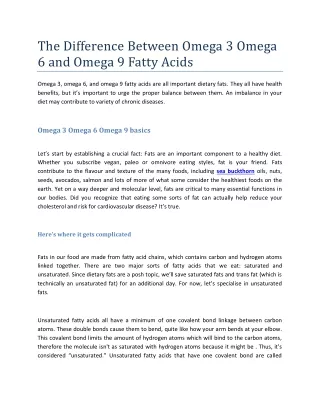 The Difference between Omega 3 Omega 6 and Omega 9 Fatty Acids